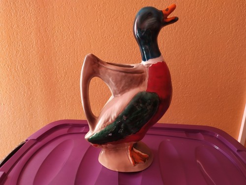 Pichet barbotine canard - pichet, signé