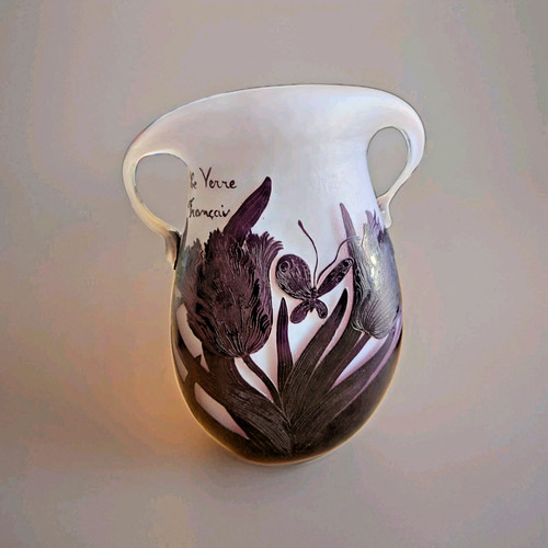 Vase dégagé acide signé - vase, l'acide