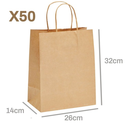 Sacs kraft avec poignée - 50, |