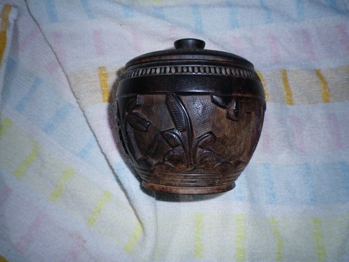 Pot tabac bois sculpté - pot, en