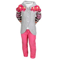 ENSEMBLE ENFANT VETEMENTS HIVER FILLE PANTALON ROSE + GILET + T SHIRT