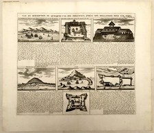 Gravure ancienne FORTS HOLLANDAIS AUX  INDES  Atlas Gueudeville Châtelain XVIIIè