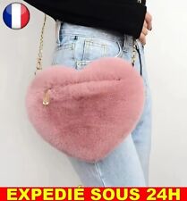 ✅ Sac à Main Coeur Forme Cœur à Fermeture Éclair Rose Doux Femme Fille Cadeau