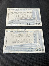 2 TICKET BILLET DE CONCERT - CHARLES AZNAVOUR : LIVE PARIS 1994