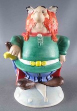 Asterix - Figurine Porcelaine Mate Eisa Années 80 - Abraracourcrix sur son Boucl