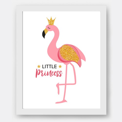 Affiche murale flamant - affiche, rose