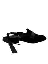 Mules plates en velours noir