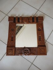 Ancien Miroir en bois sculpté en forme de creneau chateau fort TRes belle piece 
