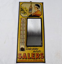 SUPERBE GLACOIDE THERMOMETRE MIROIR PUBLICITAIRE SALERS APERITIF A LA GENTIANE