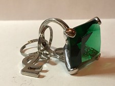 RARE BAGUE DESIGN PORTE CLEF CAMILLE & LUCIE CREATEUR PARIS METAL INOX CRISTAL