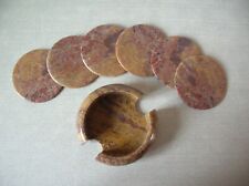 Ancien service 6 sous verre et rangement en marbre Art de la table