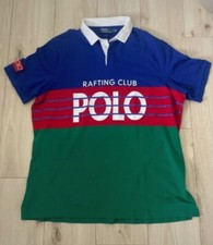 XXL Vintage POLO RALPH LAUREN Hi Tech Rafting Rugby Shirt Colorblocked Spellout
