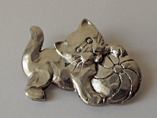 broche vintage chat métal argenté JACKY DE G.