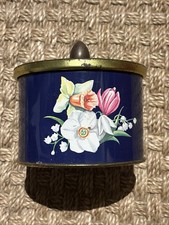 Boite Métal Ancienne Collection Côte D’or Ronde Bleu Et Doré Fleurie Vintage