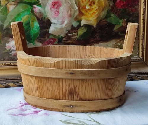 Ancien seau bois ovale - seau,