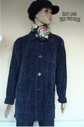 Veste gilet long boutonne - gilet, tres