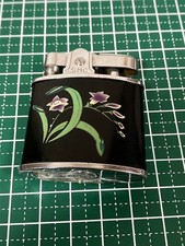Briquet SMC Zippo Floral Métal Noir Occasion Années 70 Collection Vintage