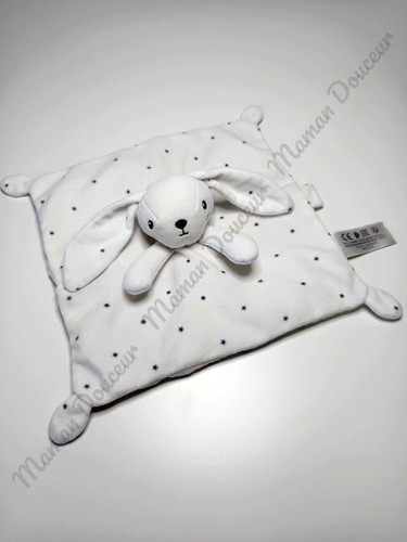 Doudou plat carré lapin blanc - carré,