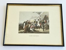 Superbe ancien TABLEAU GRAVURE colorée NAPOLEON 1er DEVANT MADRID encadrée