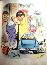 page dessin de Germaine Bouret Nénette téléphone enfant POMPISTE EO 1953 30x23cm