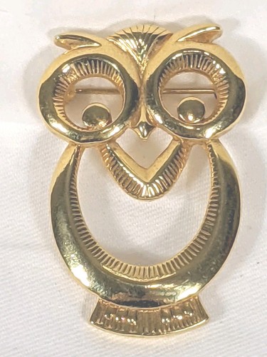 Owl brooch pin minimalist - brooch, gold