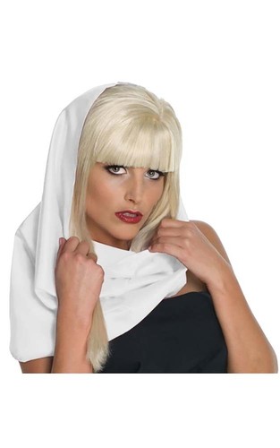 Lady gaga white head scarf - gaga,