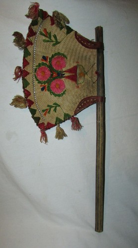 Eventail ecran ancien - ancien, paille