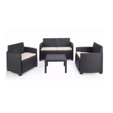 Set Salon de Jardin Effet Rotin Composé de Table Fauteuils Et Canapé