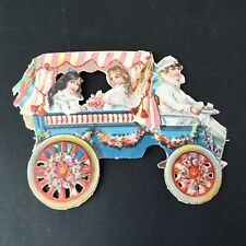 Chromo Ancien Automobile Gaufré XIXè Découpi Auto Victorian Scrap Oblaten