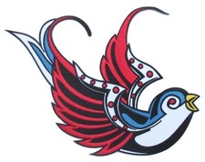 Ecusson backpatche hirondelle tattoo dorsal dos grande taille patche brodé 