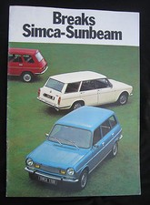 AC494 CATALOGUE DEPLIANT PUB SIMCA SUNBEAM 16 pages BON ETAT