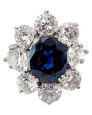 Gorgeous  3.0 Ct Sapphire and  4.70Ct  Diamond Women's Ring