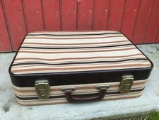 Ancienne valise tissu raye - ancienne,