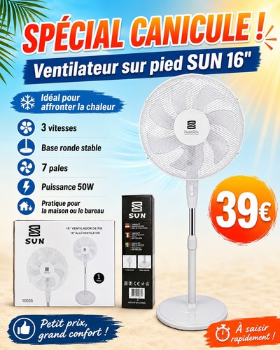 Ventilateur sur pied sun 50w - sur,