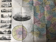 Nouvelle Carte Routière de France 1867 XIX Routes Impériales et Départementales