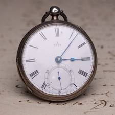 English British Lever Fusee Antique Silver Pocket Watch c. 1876 - working