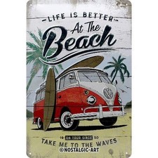 Nostalgic-Art - Enseigne Plaque en Métal Émaillée 20x30cm - VW Bulli - Beach