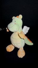 doudou peluche dragon dinosaure jaune vert orange NICOTOY 23cm