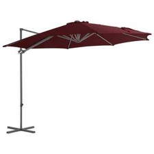 Parasol d'extérieur déporté avec mât en acier 300 cm rouge bordeaux Helloshop26
