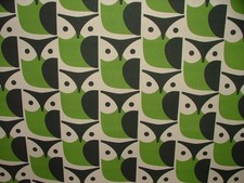Orla Kiely Tissu Coton Hibou Crayeux Vert Rideau Tapisserie Coussin Craft Store