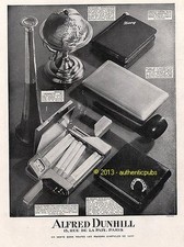 PUBLICITE ALFRED DUNHILL ETUI A CIGARETTES BRIQUET TROMPETTE DE 1932 FRENCH AD