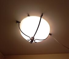 Ancien lampe, plafonnier laiton er verre (opaline ?)