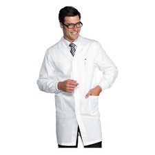 Blouse Homme Médecin Blanc Coton Avec Poppers - Isacco - Apothicaire