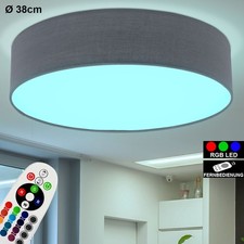 RGB Plafonnier LED Changement de Couleur Télécommande Salon Spot Tissu Gris