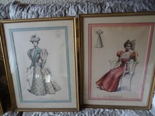 sous verre,cadre doré ,  GRAVUREs ANCIENNEs DE MODE  paris au choix=