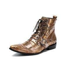 Hommes Véritable Bottines en Cuir ,Chaussures en Cuir,Punk ,Moto Western Bottes,