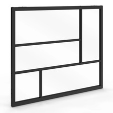 Verrière atelier géométrique L. 93 x H. 108 cm en métal noir et verre trempé