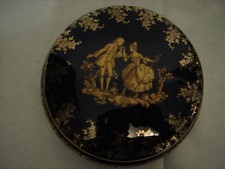 BONBONNIÈRE RONDE EN PORCELAINE DE LIMOGES BLEU DE FOUR