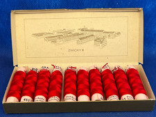 Vintage 10 Bobines Fil de Soie Zwicky 451 FLORA 40/3-8 m Rouge Pour Boutonnières