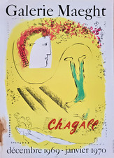 MARC CHAGALL - AFFICHE ORIGINALE EXPOSITION - LITHO MOURLOT - G. MAEGHT - 1969